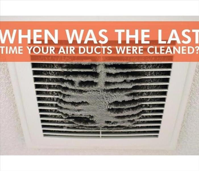 A dirty air duct with a text box question